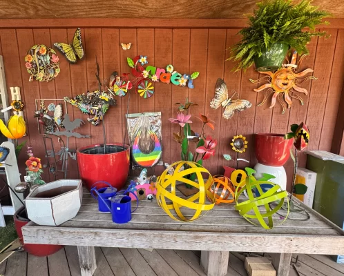 Garden decorations and outdoor decor at Soviero's Garden Center in High Point NC