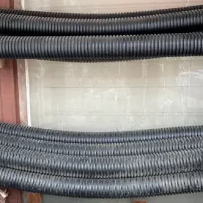 French drain pipes, drainage gravel & landscape fabric at Soviero's Garden Center, High Point NC.
